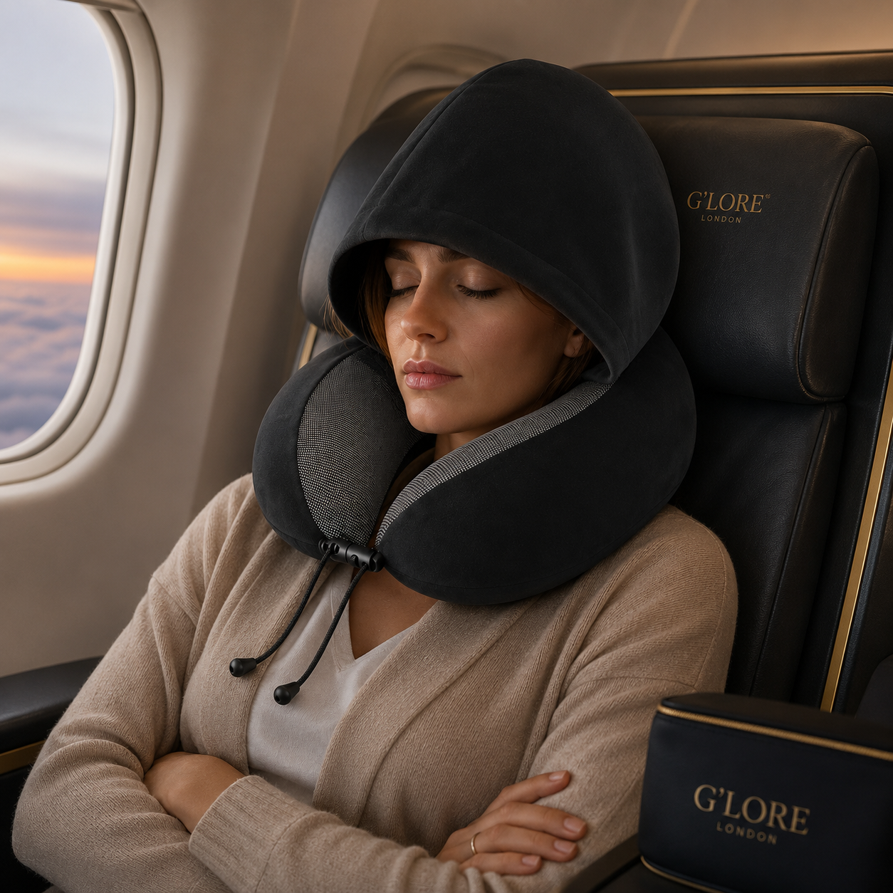 Hooded Comfort Memory Foam Travel Neck Pillow