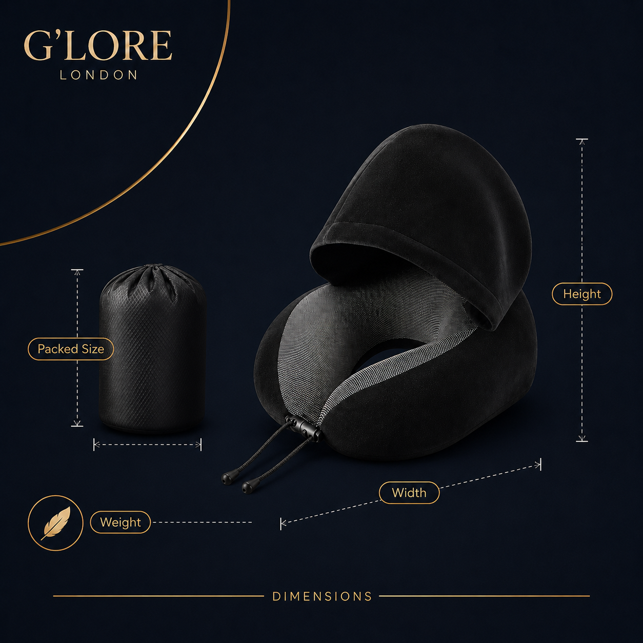 Hooded Comfort Memory Foam Travel Neck Pillow