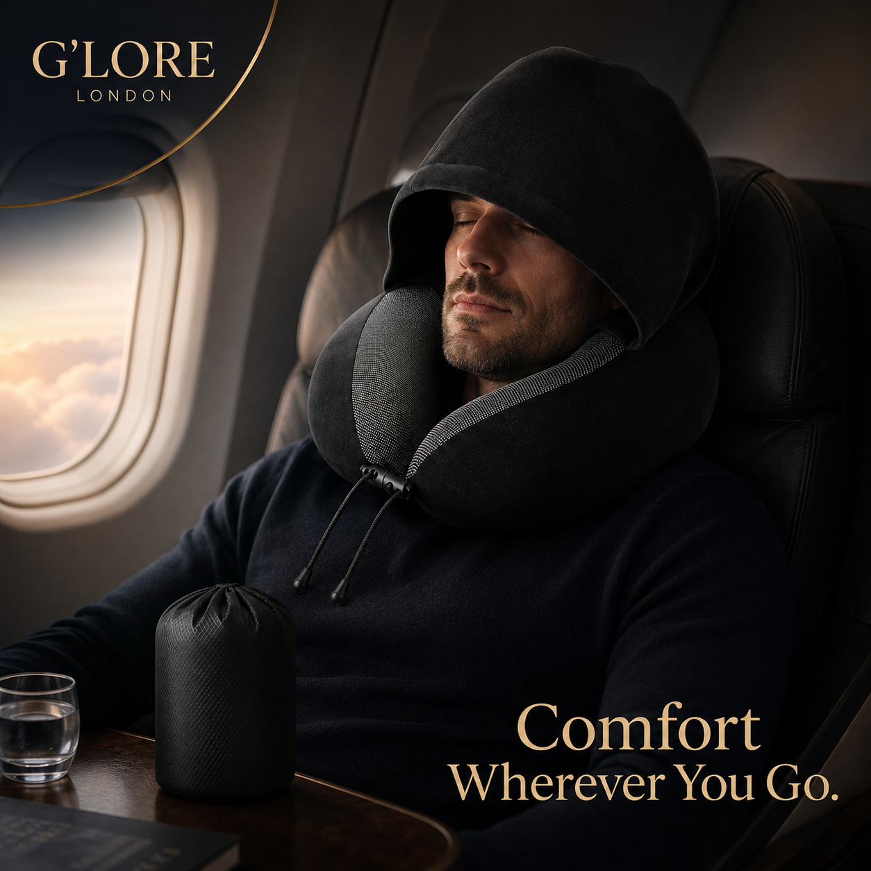 Hooded Comfort Memory Foam Travel Neck Pillow