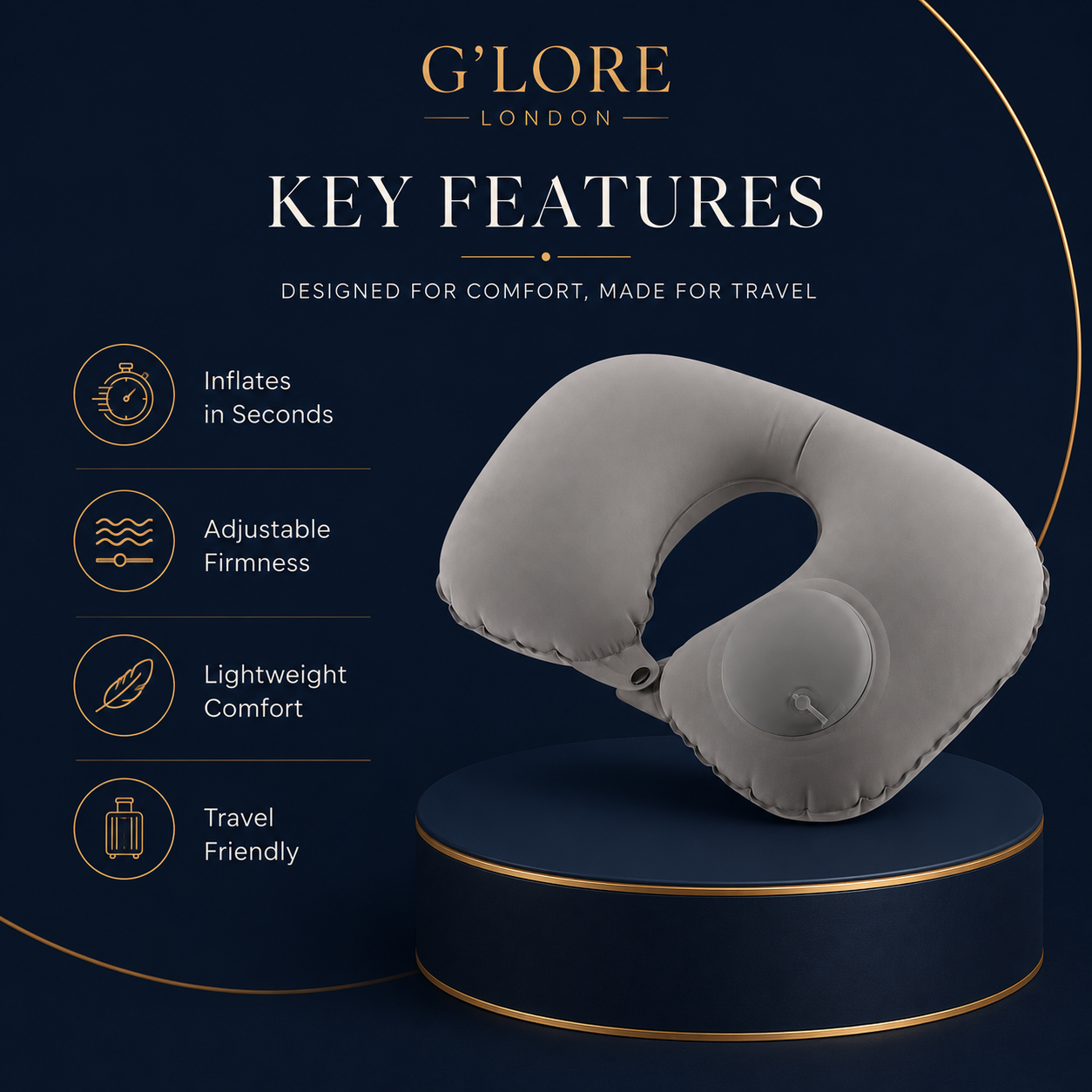 Lightweight Inflatable Travel Neck Pillow