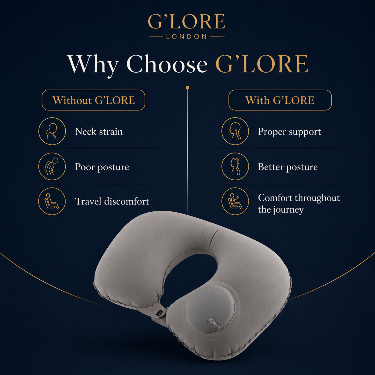 Lightweight Inflatable Travel Neck Pillow