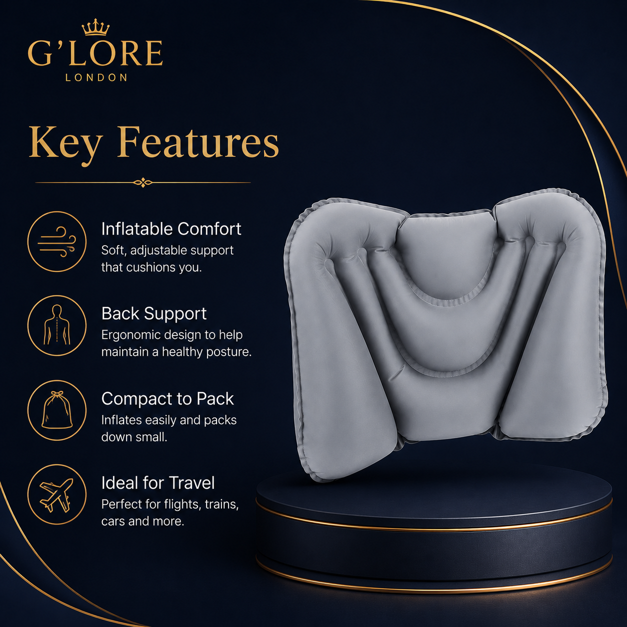 Air Comfort Inflatable Lumbar Support Cushion
