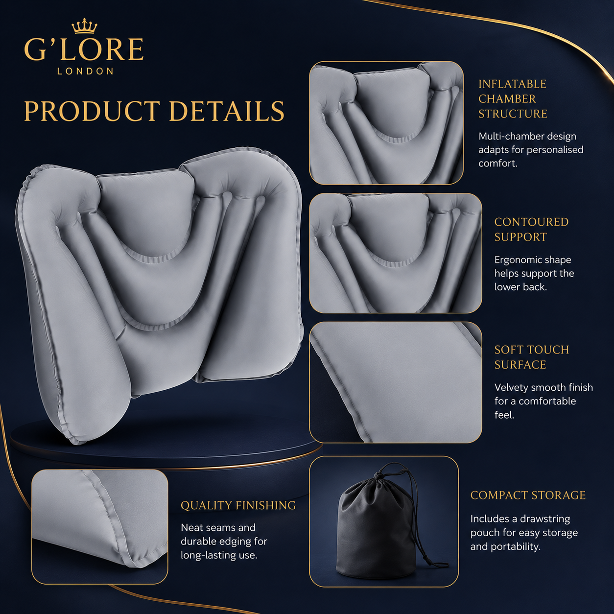 Air Comfort Inflatable Lumbar Support Cushion