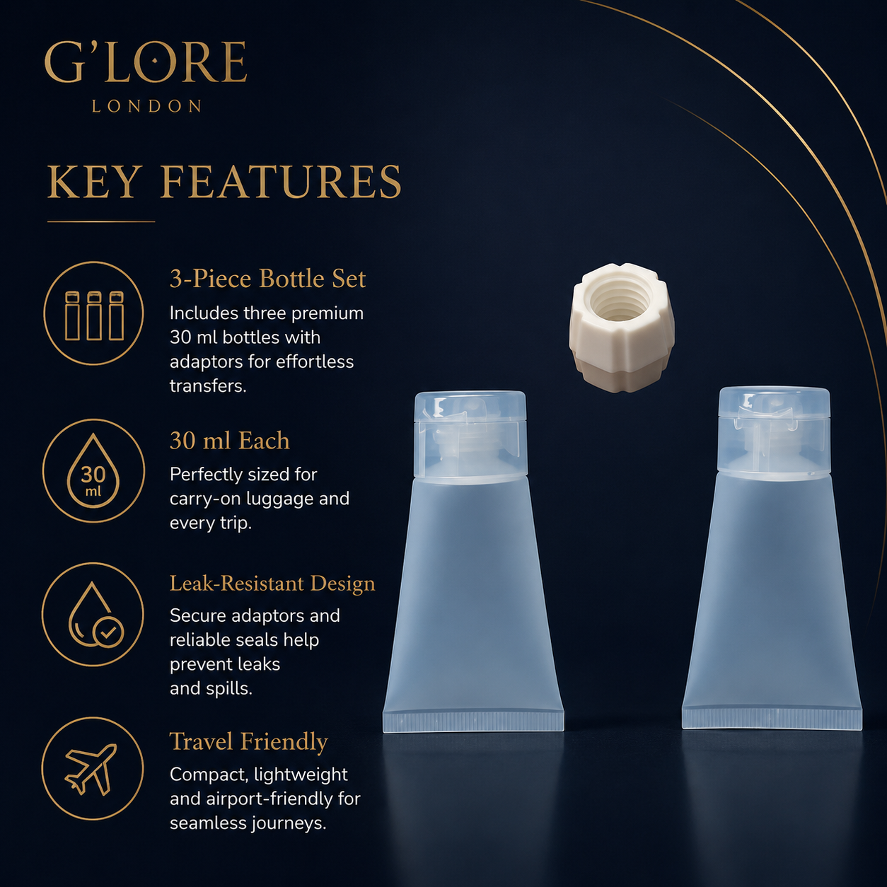 Leakproof 30 ml Travel Bottle Set with Adaptors