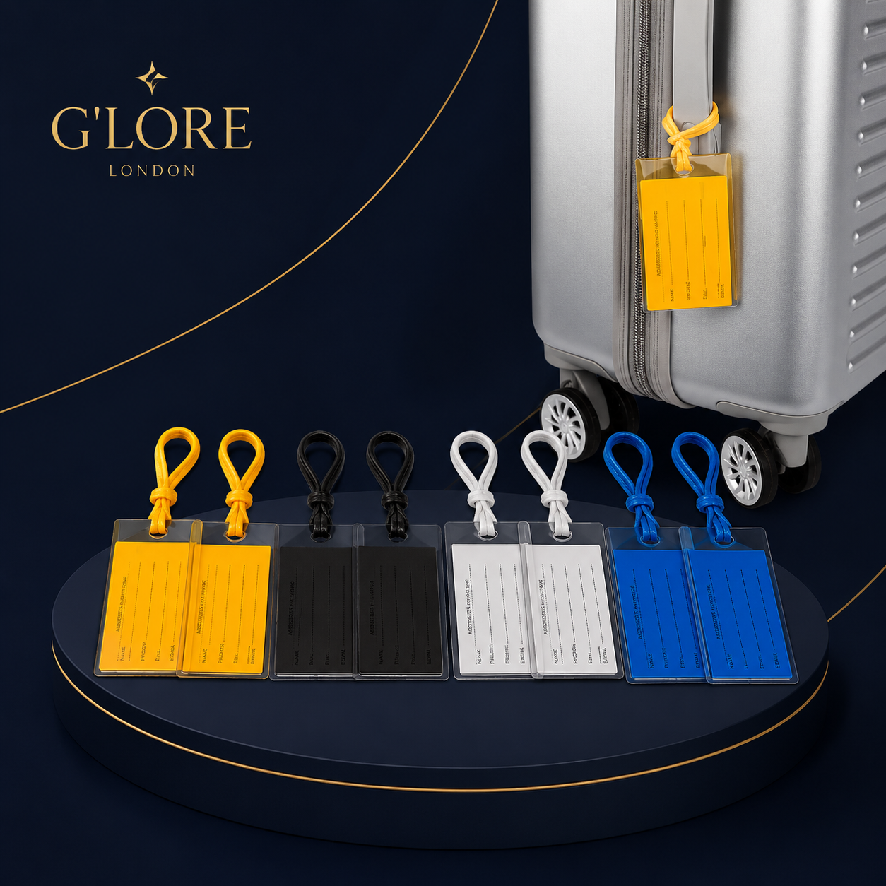 10-Piece Silicone Luggage Tag Set with Name Cards
