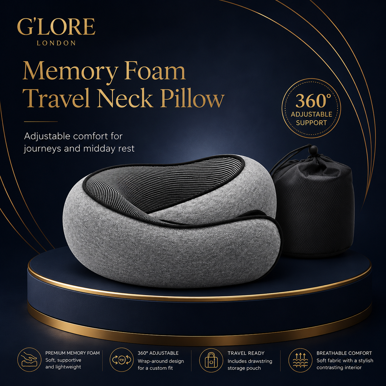 Cloud Comfort Memory Foam Travel Neck Pillow