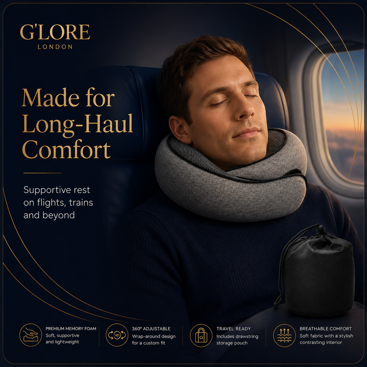 Cloud Comfort Memory Foam Travel Neck Pillow