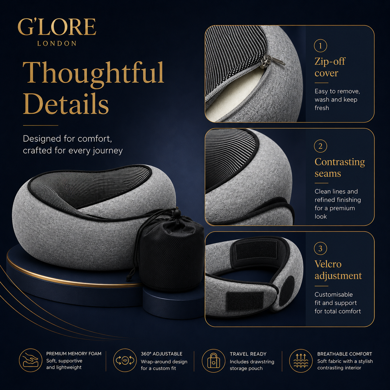 Cloud Comfort Memory Foam Travel Neck Pillow
